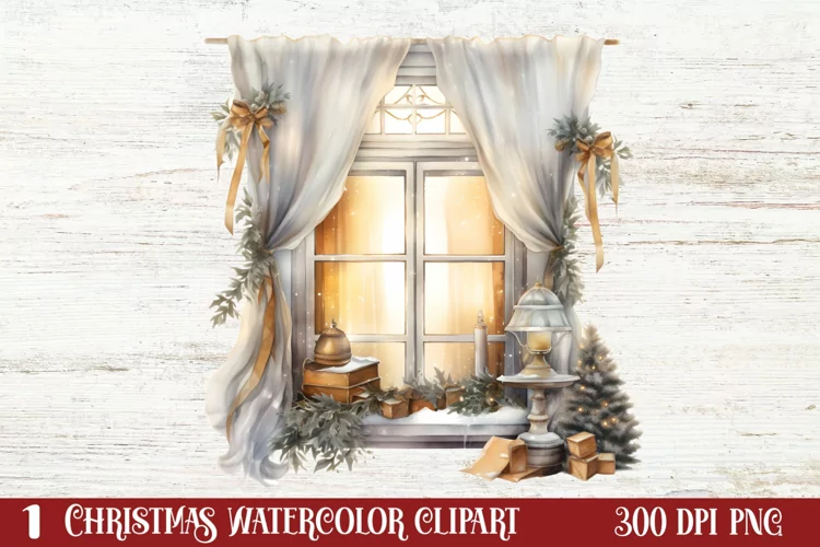Christmas Window Sublimation Clipart, Christmas Window