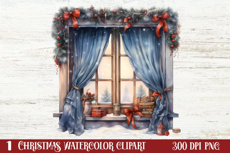 Christmas Window Sublimation Clipart, Christmas Window