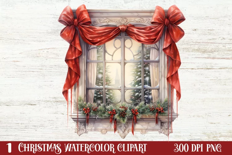 Christmas Window Sublimation Clipart, Christmas Window