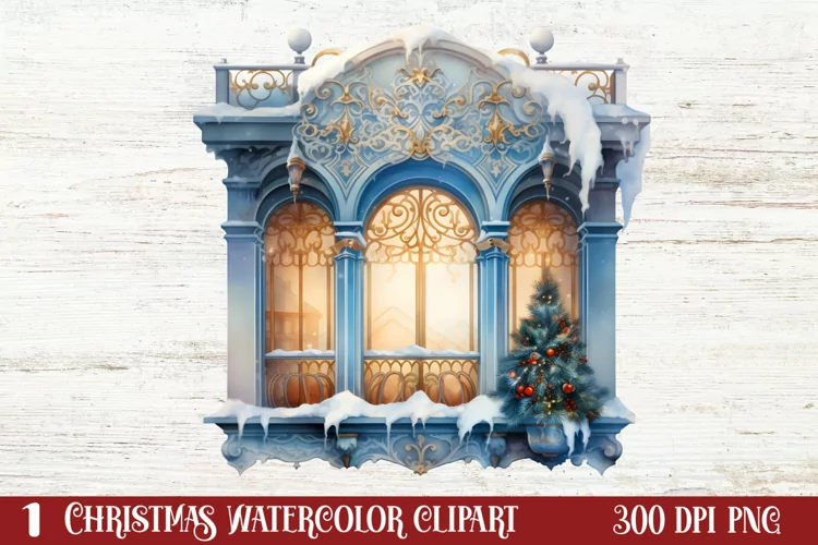 Christmas Window Sublimation Clipart, Christmas Window