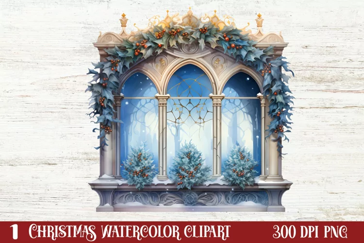 Christmas Window Sublimation Clipart, Christmas Window