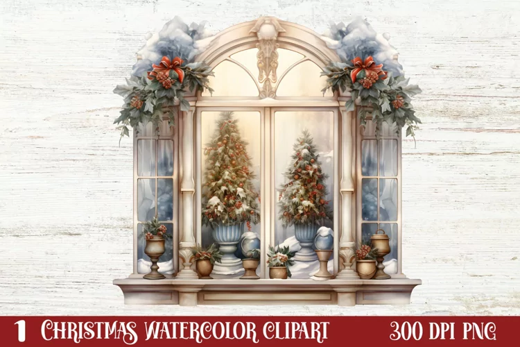 Christmas Window Sublimation Clipart, Christmas Window