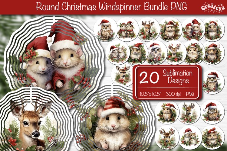 Christmas wind spinner Sublimation Bundle Christmas Animals example image 1