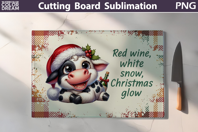 Christmas Cutting Board | Cow Wine Cutting Board