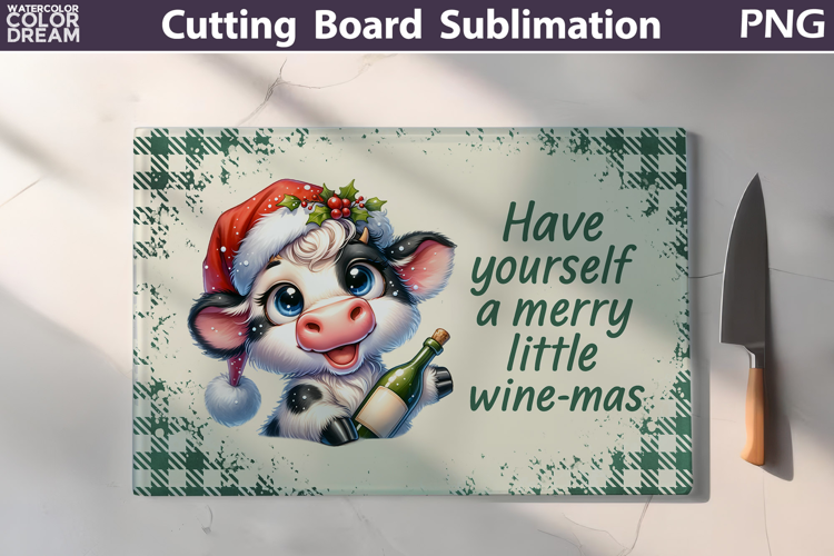 Christmas Cutting Board | Cow Wine Cutting Board