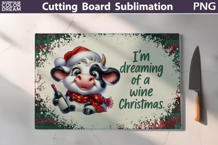 Christmas Cutting Board | Cow Wine Cutting Board
