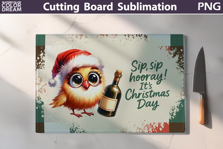 Christmas Cutting Board | Bird Wine Cutting Board