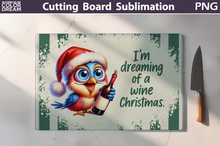 Christmas Cutting Board | Bird Wine Cutting Board