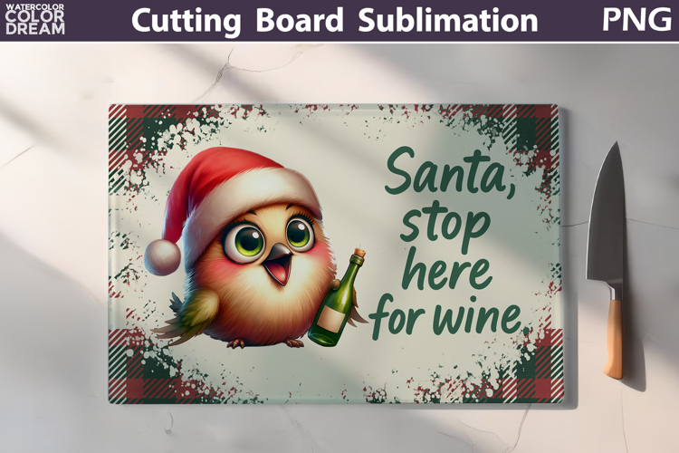 Christmas Cutting Board | Bird Wine Cutting Board