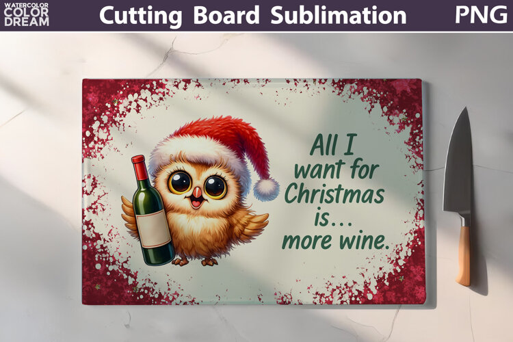 Christmas Cutting Board | Bird Wine Cutting Board example image 1