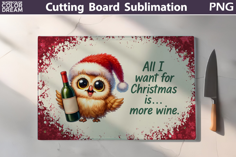 Christmas Cutting Board | Bird Wine Cutting Board