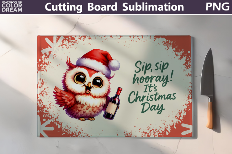 Christmas Cutting Board | Bird Wine Cutting Board