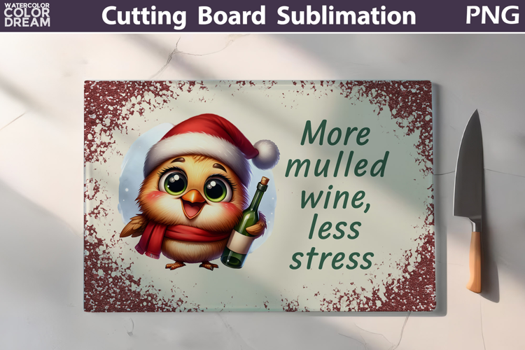 Christmas Cutting Board | Bird Wine Cutting Board