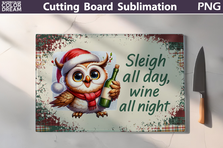 Christmas Cutting Board | Bird Wine Cutting Board