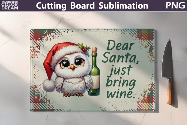 Christmas Cutting Board | Bird Wine Cutting Board