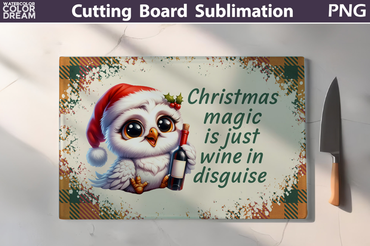 Christmas Cutting Board | Bird Wine Cutting Board