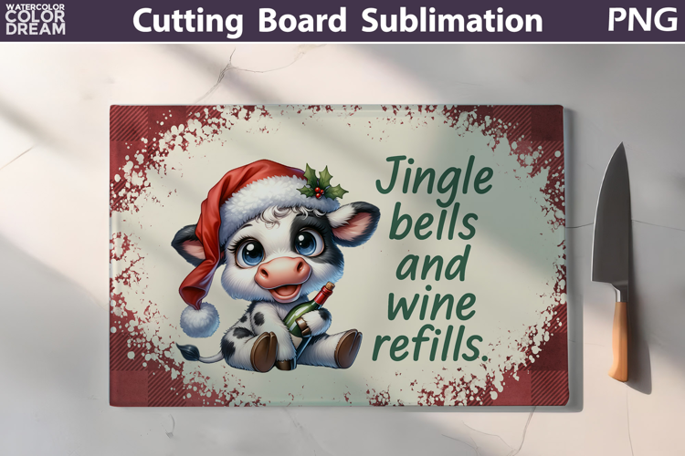 Christmas Cutting Board | Cow Wine Cutting Board