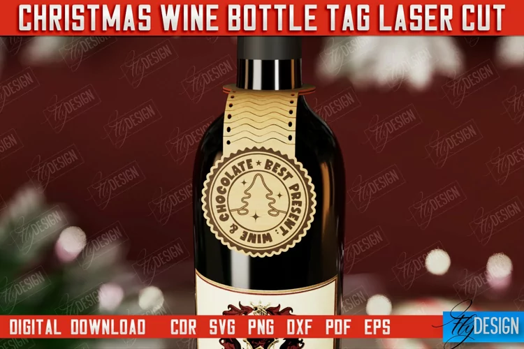 Christmas Wine Bottle Tag | Christmas Gift Idea | Holiday