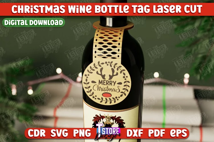 Christmas Wine Bottle Tag | Gift Idea | Holiday Bottle Tag