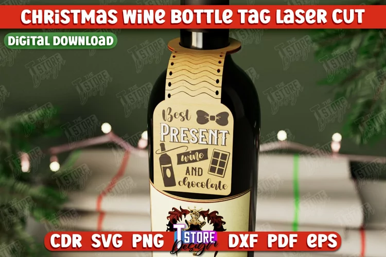 Christmas Wine Bottle Tag | Gift Idea | Holiday Bottle Tag
