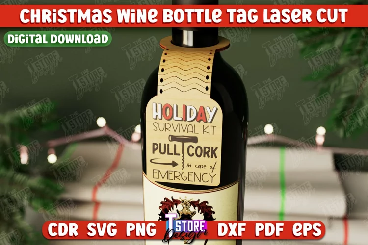 Christmas Wine Bottle Tag | Gift Idea | Holiday Bottle Tag