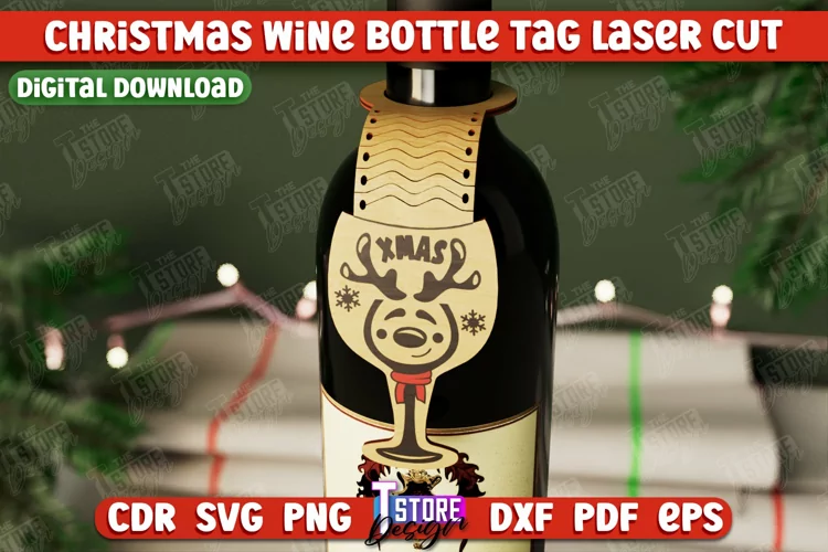 Christmas Wine Bottle Tag | Gift Idea | Holiday Bottle Tag