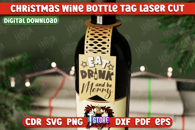 Christmas Wine Bottle Tag | Gift Idea | Holiday Bottle Tag