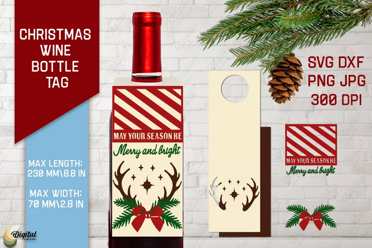 Christmas Wine Bottle Tags. Gift Tags SVG