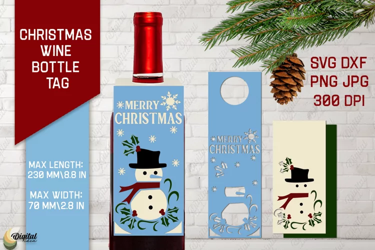 Snowman SVG. Christmas Wine Bottle Tags. Gift Tags SVG