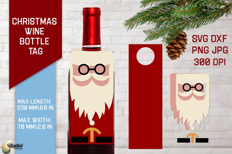 Santa Claus SVG. Christmas Wine Bottle Tags. Gift Tags SVG