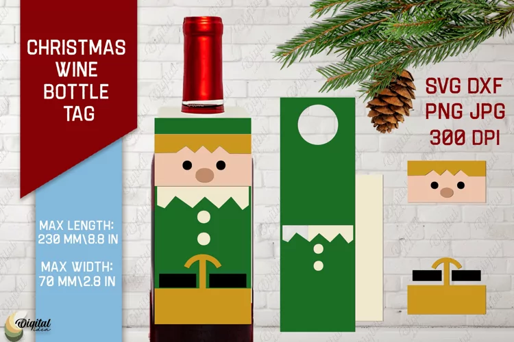 Elf SVG. Christmas Wine Bottle Tags. Gift Tags SVG