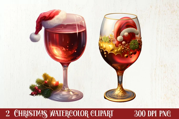 Christmas Wine Cup Sublimation Clipart