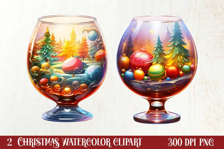 Christmas Wine Cup Sublimation Clipart