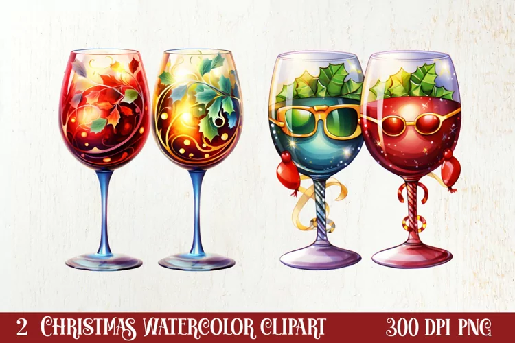 Christmas Wine Cup Sublimation Clipart