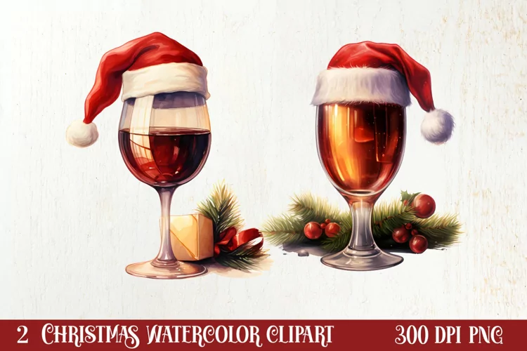 Christmas Wine Cup Sublimation Clipart