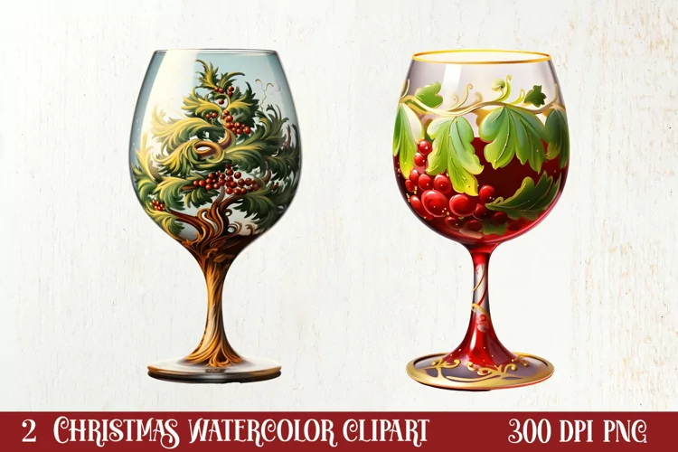 Christmas Wine Cup Sublimation Clipart
