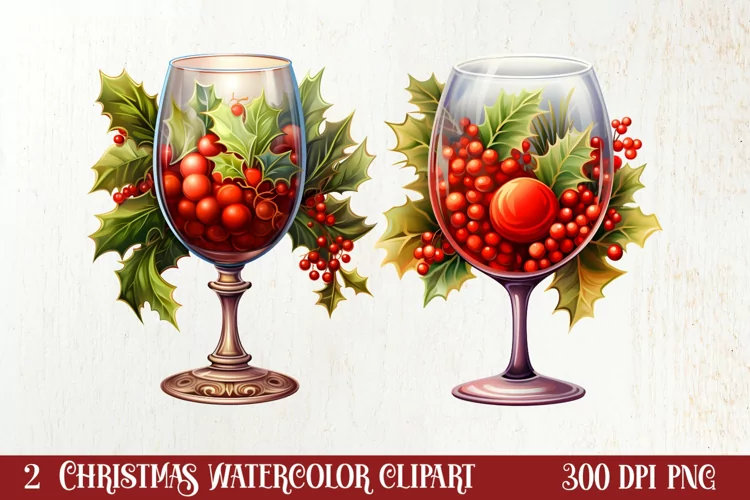 Christmas Wine Cup Sublimation Clipart