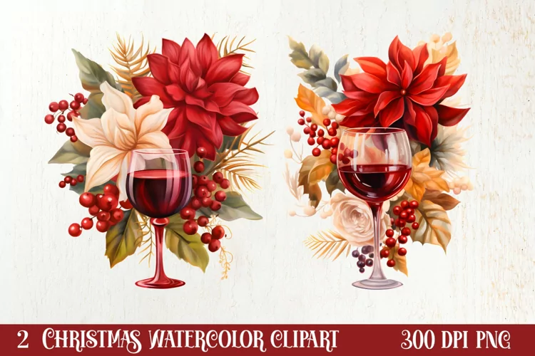 Christmas Wine Cup Sublimation Clipart