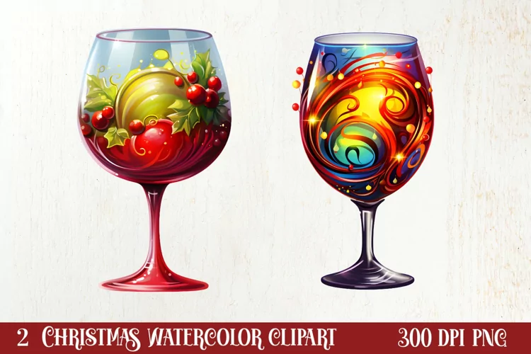 Christmas Wine Cup Sublimation Clipart
