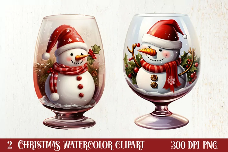 Christmas Wine Cup Sublimation Clipart