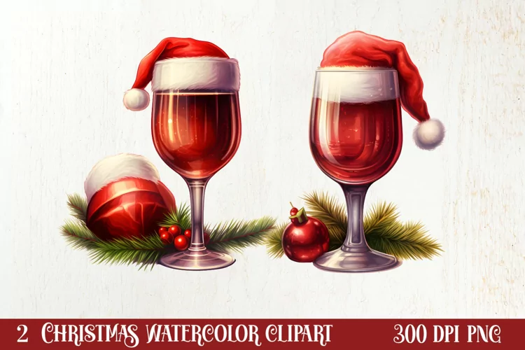 Christmas Wine Cup Sublimation Clipart