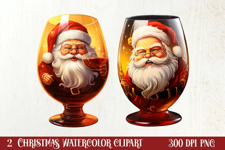 Christmas Wine Cup Sublimation Clipart
