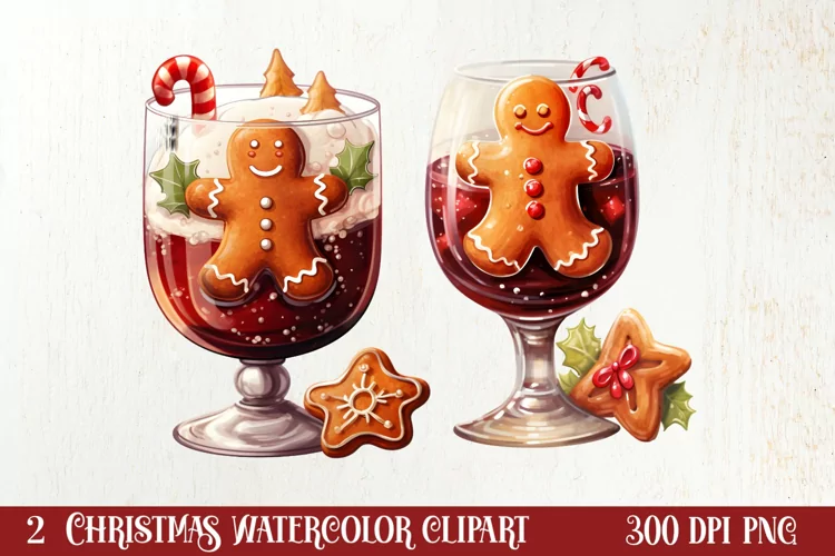 Christmas Wine Cup Sublimation Clipart