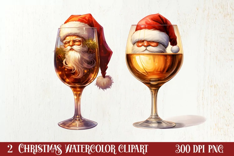 Christmas Wine Cup Sublimation Clipart