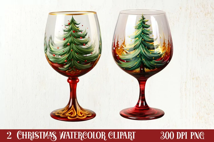 Christmas Wine Cup Sublimation Clipart