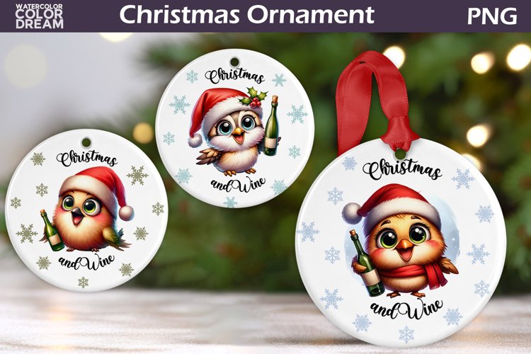 Christmas Funny Bird Ornament | Christmas Wine Ornament