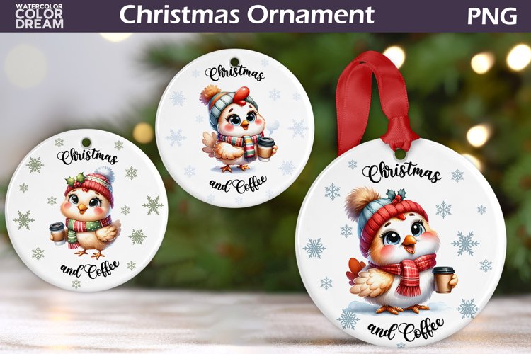 Christmas Funny Bird Ornament | Christmas Coffee Ornament example image 1