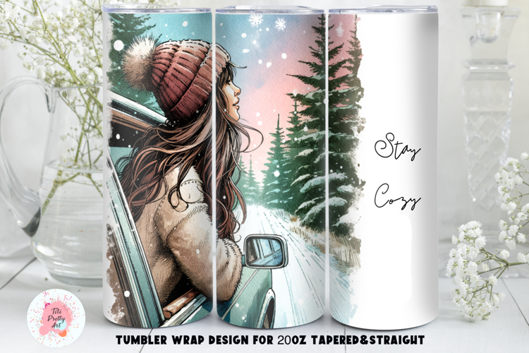 Christmas Winter Cozy Time Tumbler Wrap, Christmas PNG