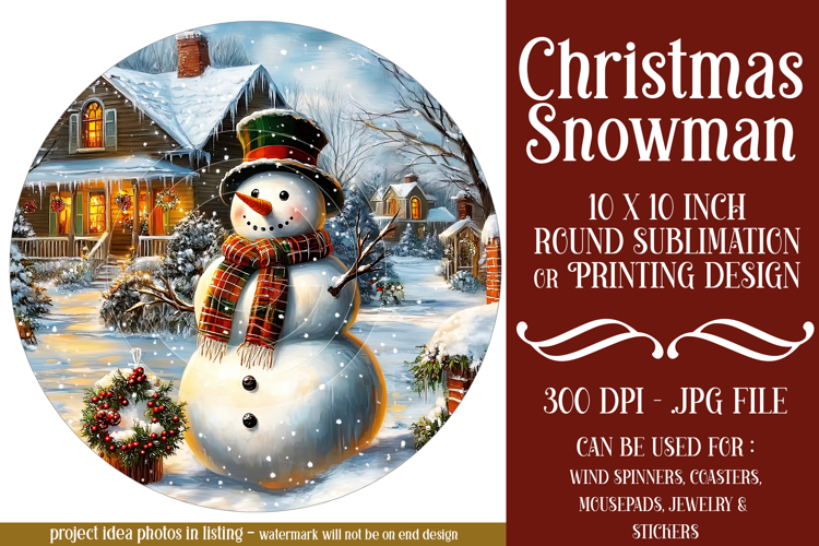 Christmas Wind Spinner, Snowman Round Design, Winter, s11