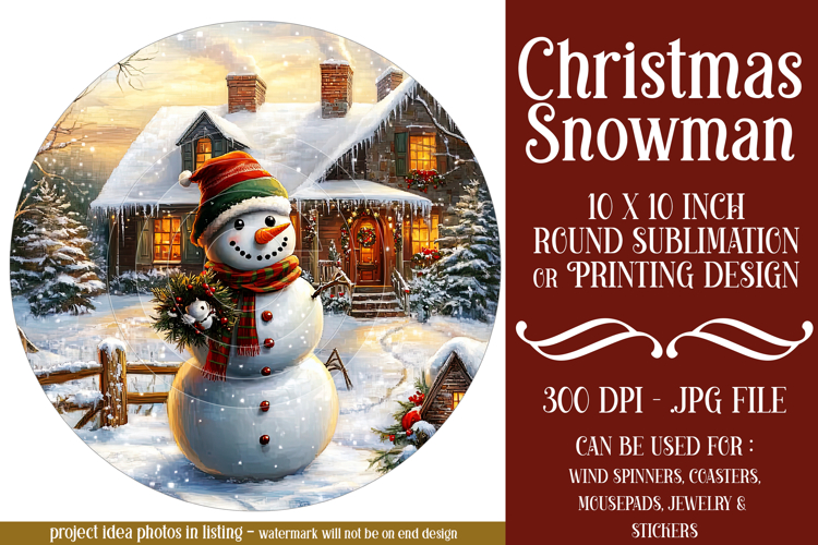 Christmas Wind Spinner, Snowman Round Design, Winter, s14